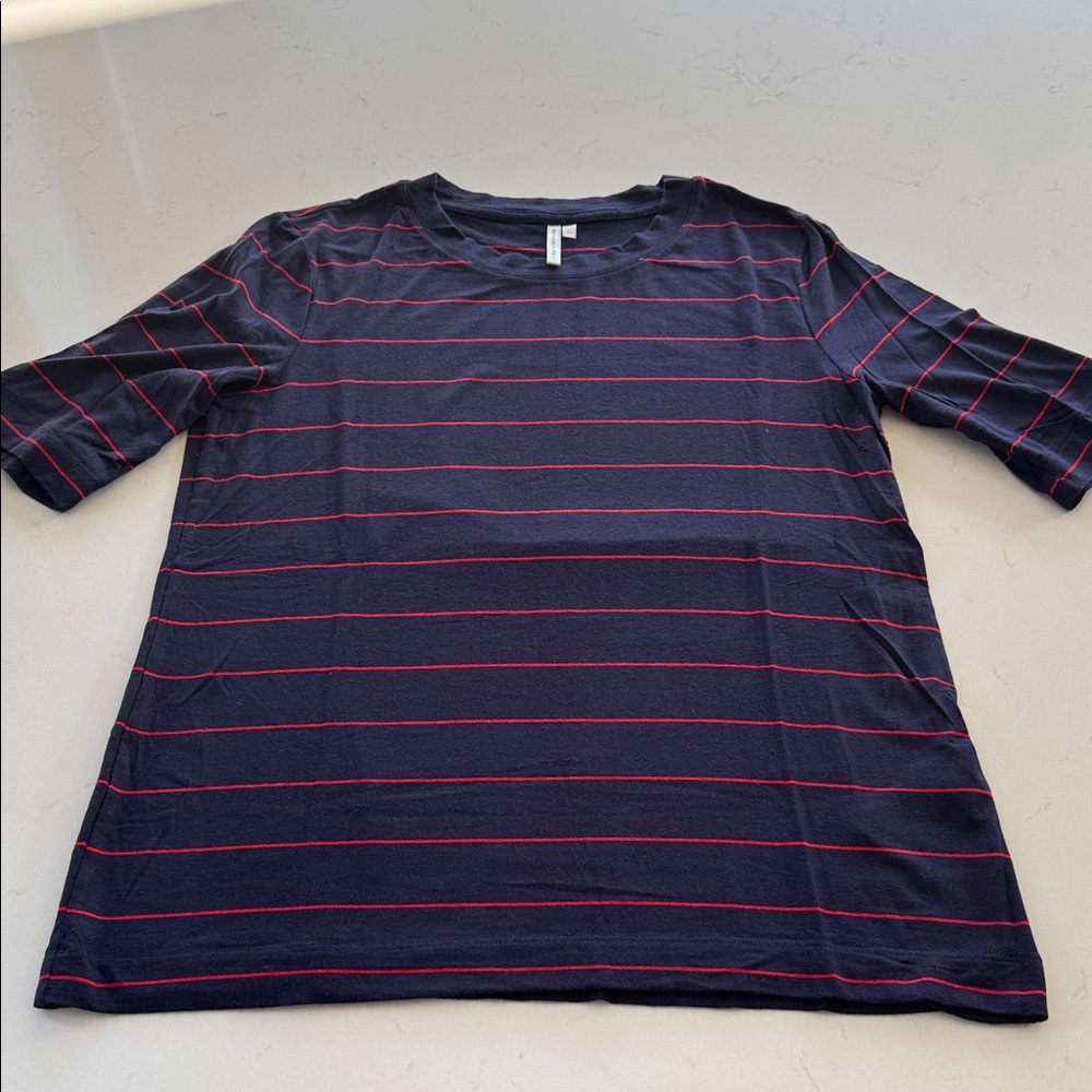 Banana Republic Dark Blue Shirt with Red Stripes Size: M